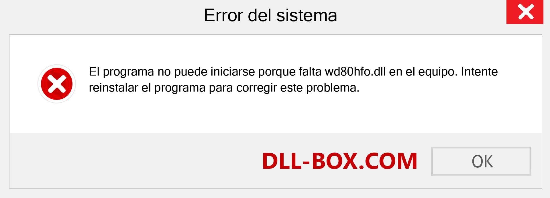 ¿Falta el archivo wd80hfo.dll ?. Descargar para Windows 7, 8, 10 - Corregir wd80hfo dll Missing Error en Windows, fotos, imágenes